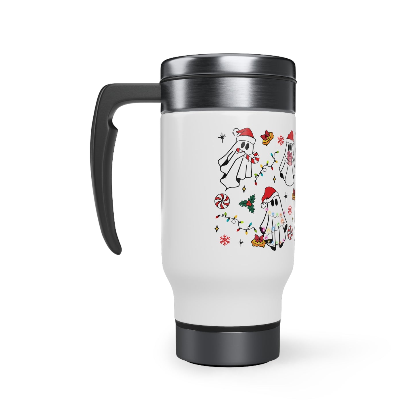 Christmas Ghosts Stainless Steel Travel Mug with Handle, 14oz