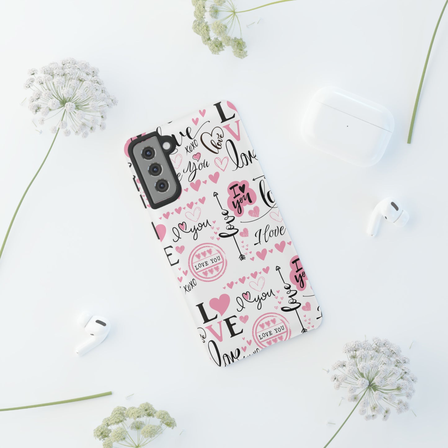 Valentine Love Pink Protective Phone Case for Iphone, Samsung and Google Devices
