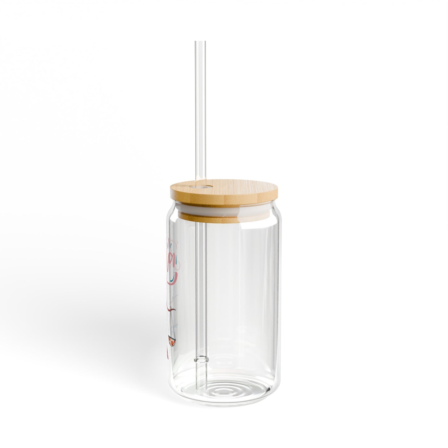 Libra Astrology 16oz Glass Can with Lid and Straw