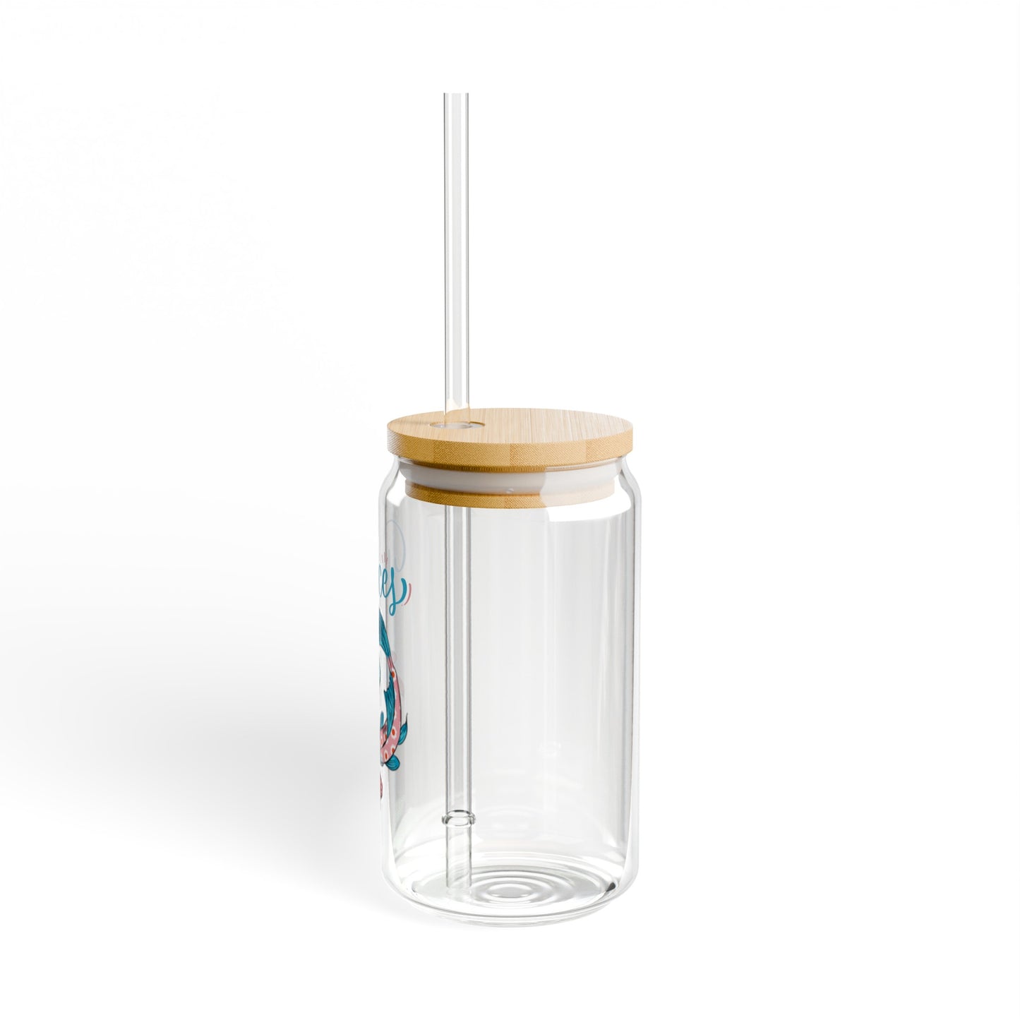 Pisces Astrology 16oz Glass Can with Lid and Straw