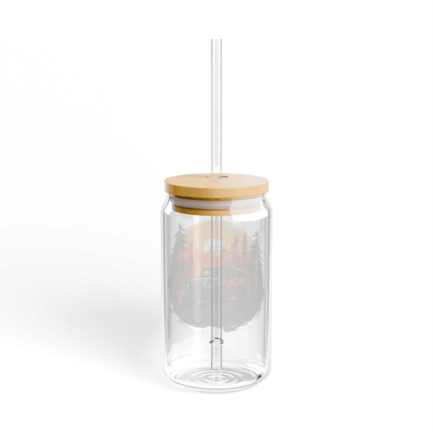 Off Road Life 16oz Glass Can with Lid and Straw