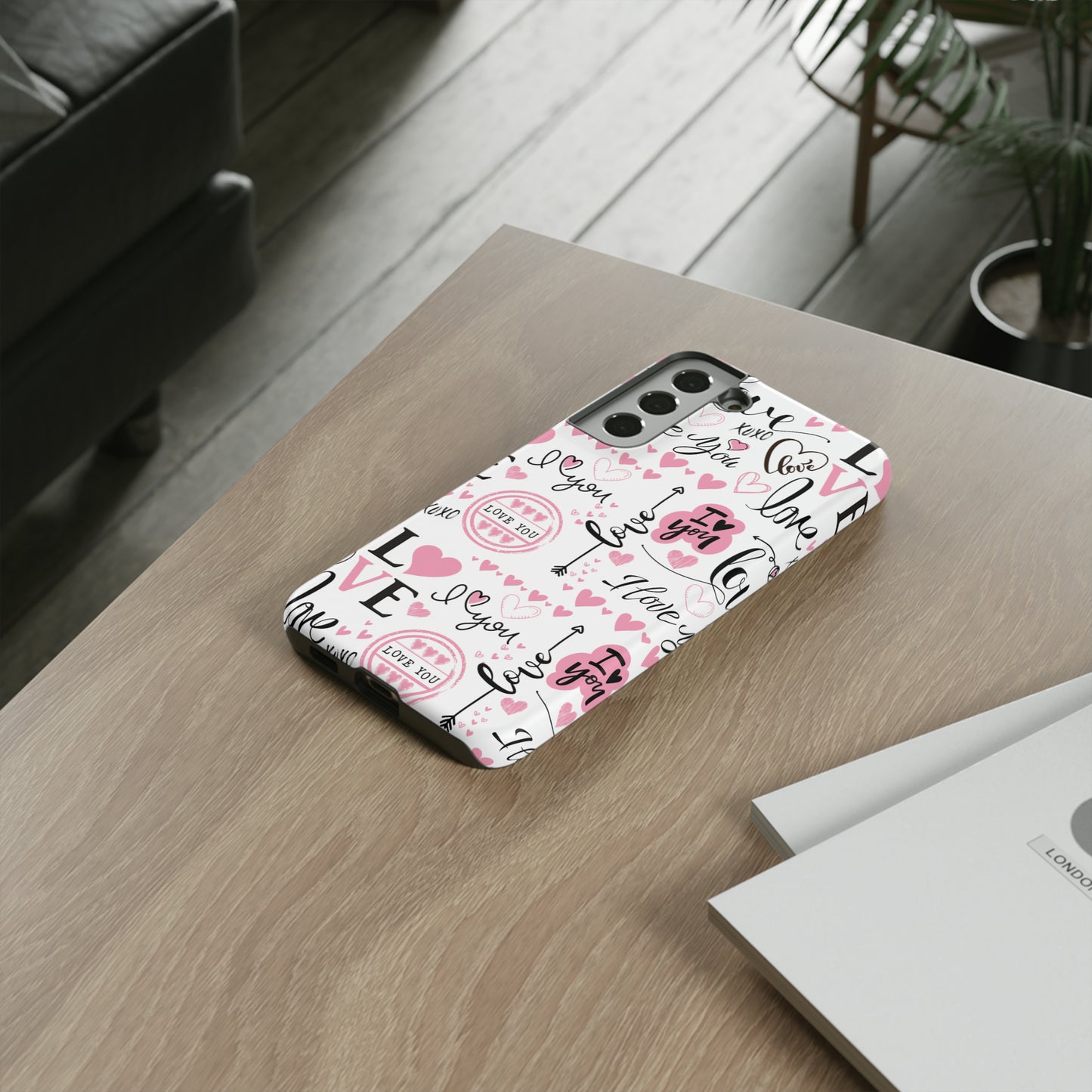 Valentine Love Pink Protective Phone Case for Iphone, Samsung and Google Devices