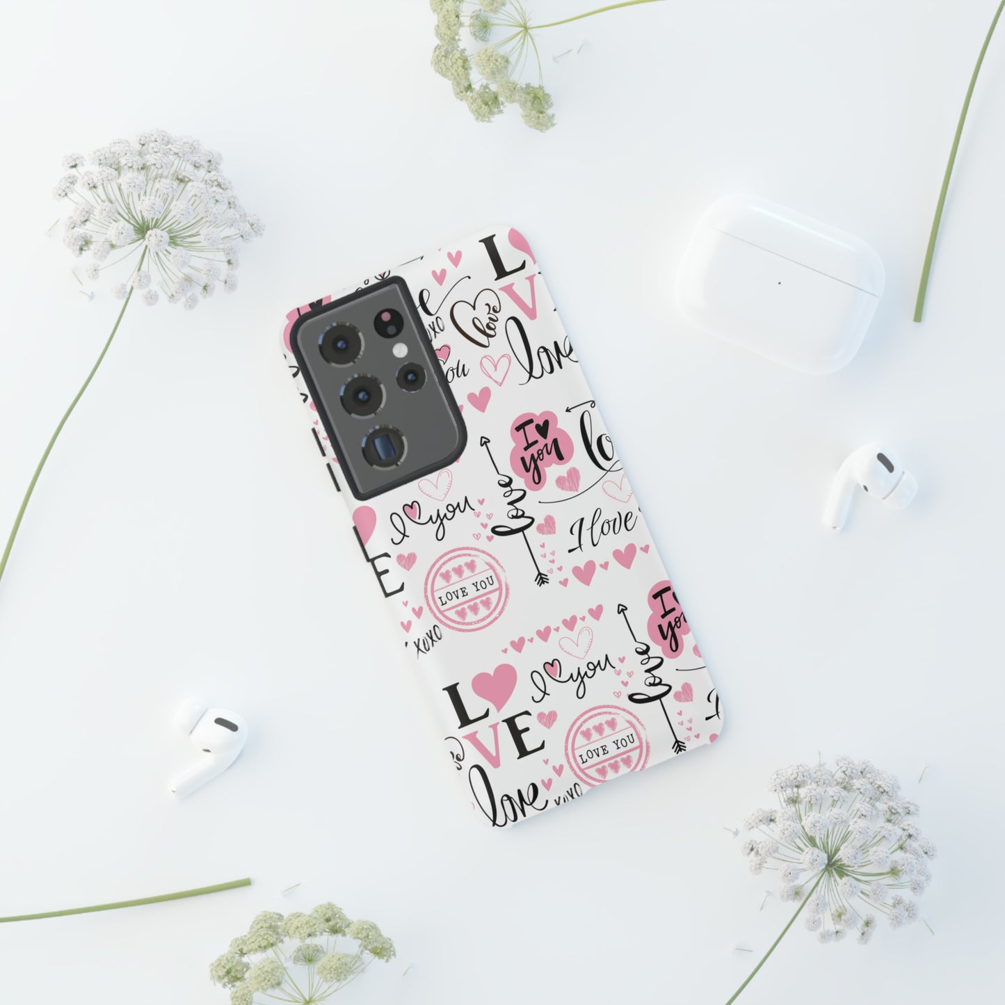 Valentine Love Pink Protective Phone Case for Iphone, Samsung and Google Devices