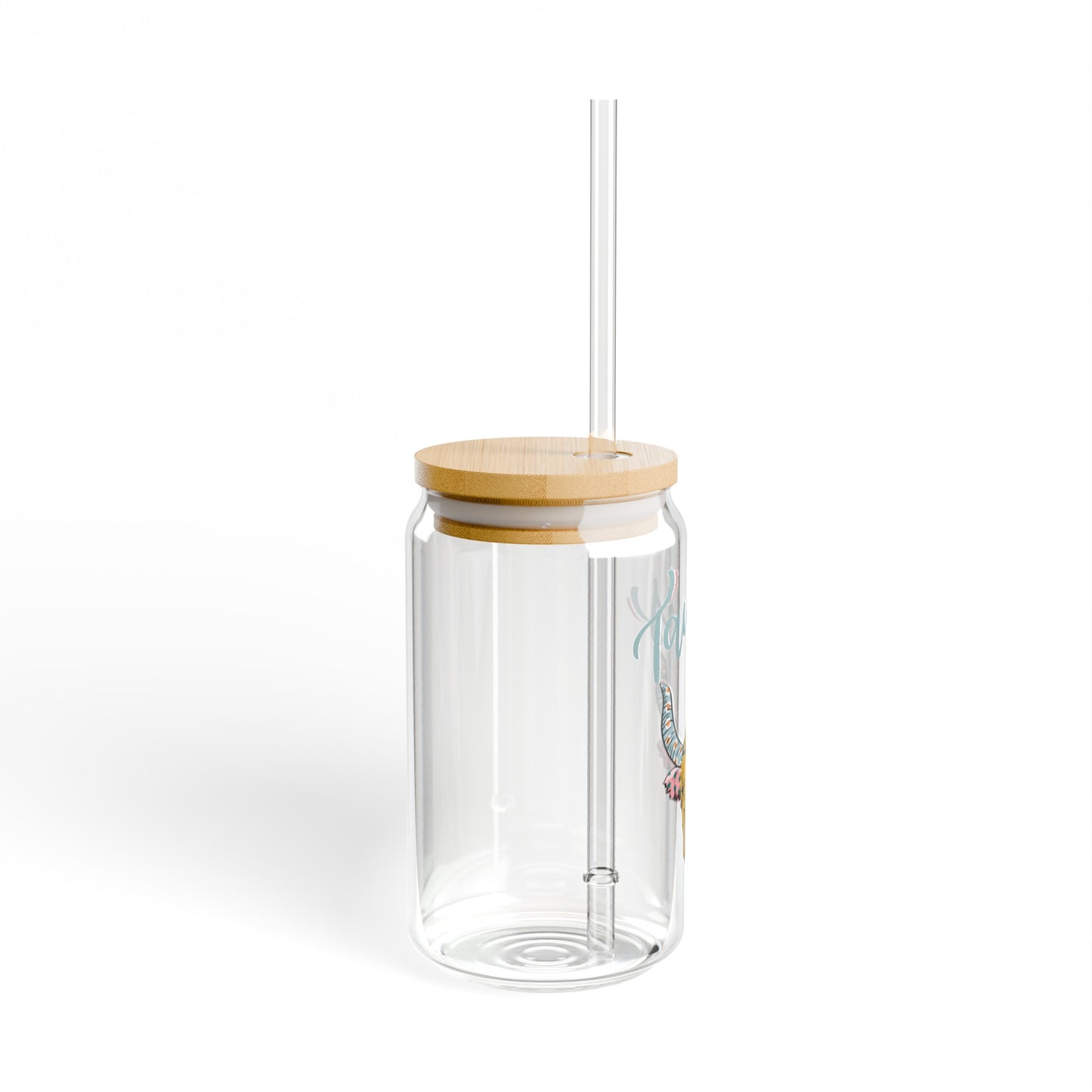 Taurus Astrology 16oz Glass Can with Lid and Straw