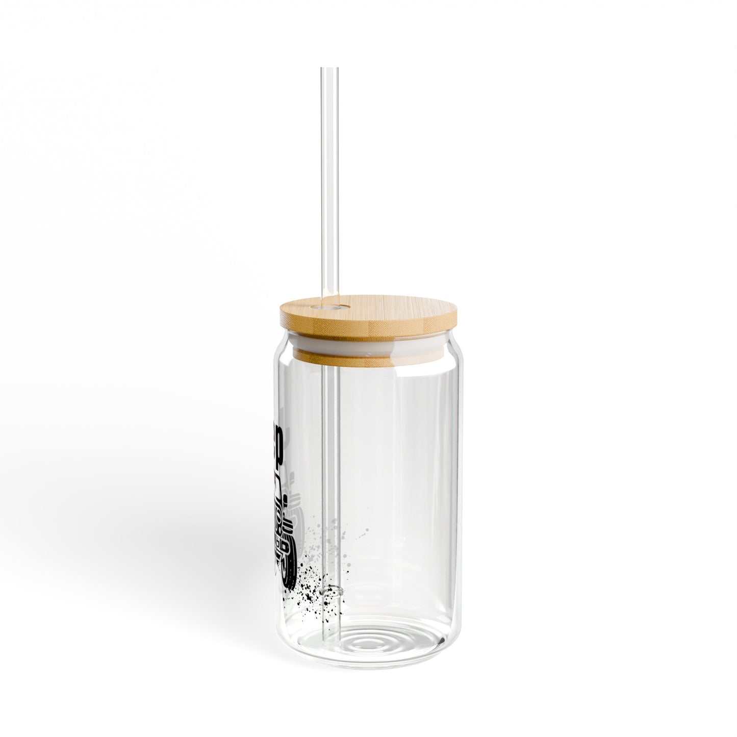 Jeep Girl 16oz Glass Can with Lid and Straw