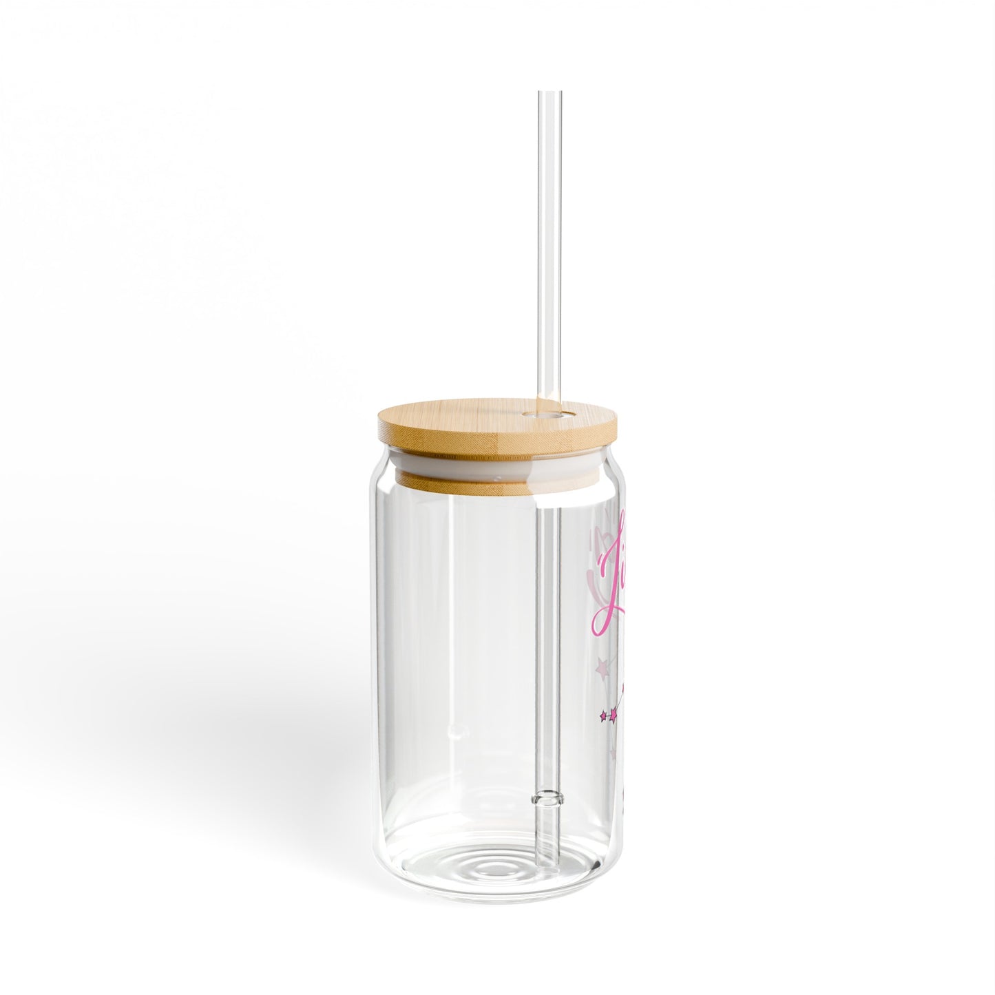 Libra 16oz Glass Can with Lid and Straw