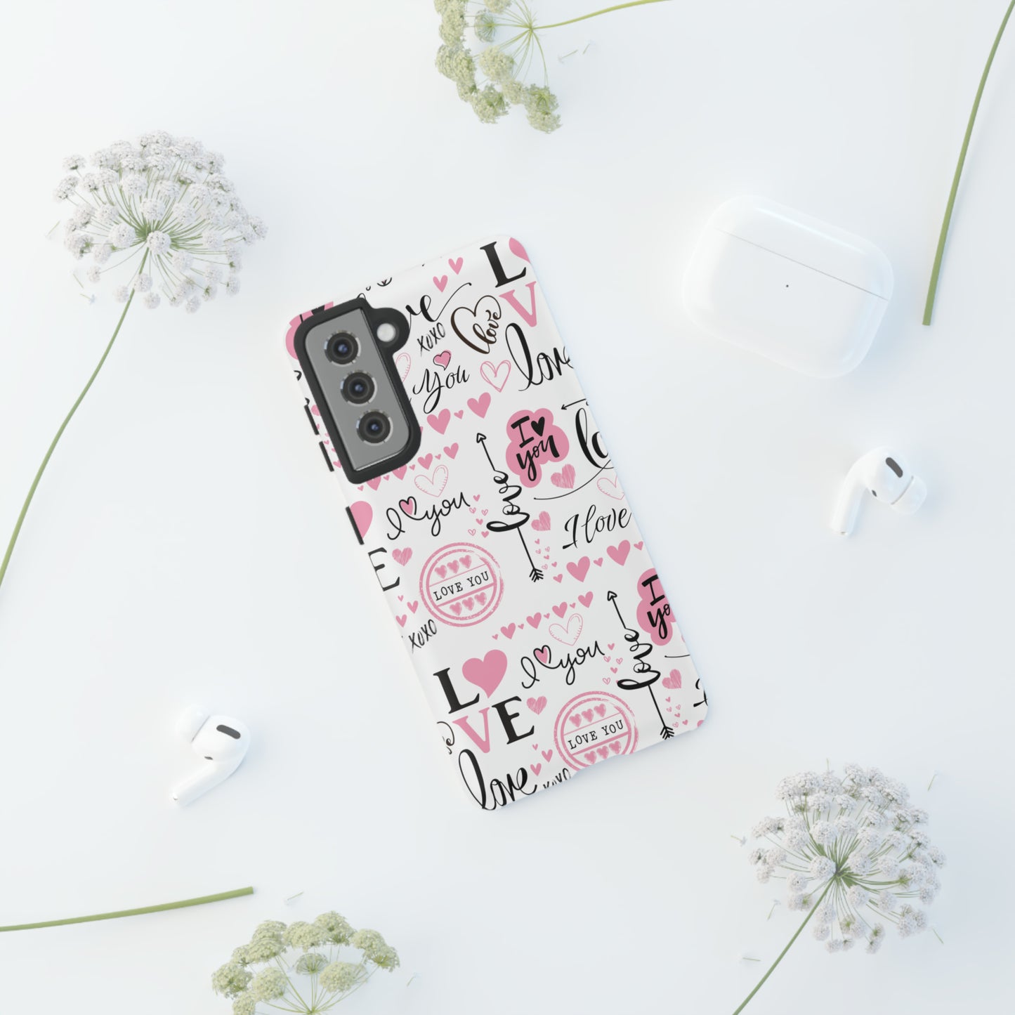 Valentine Love Pink Protective Phone Case for Iphone, Samsung and Google Devices