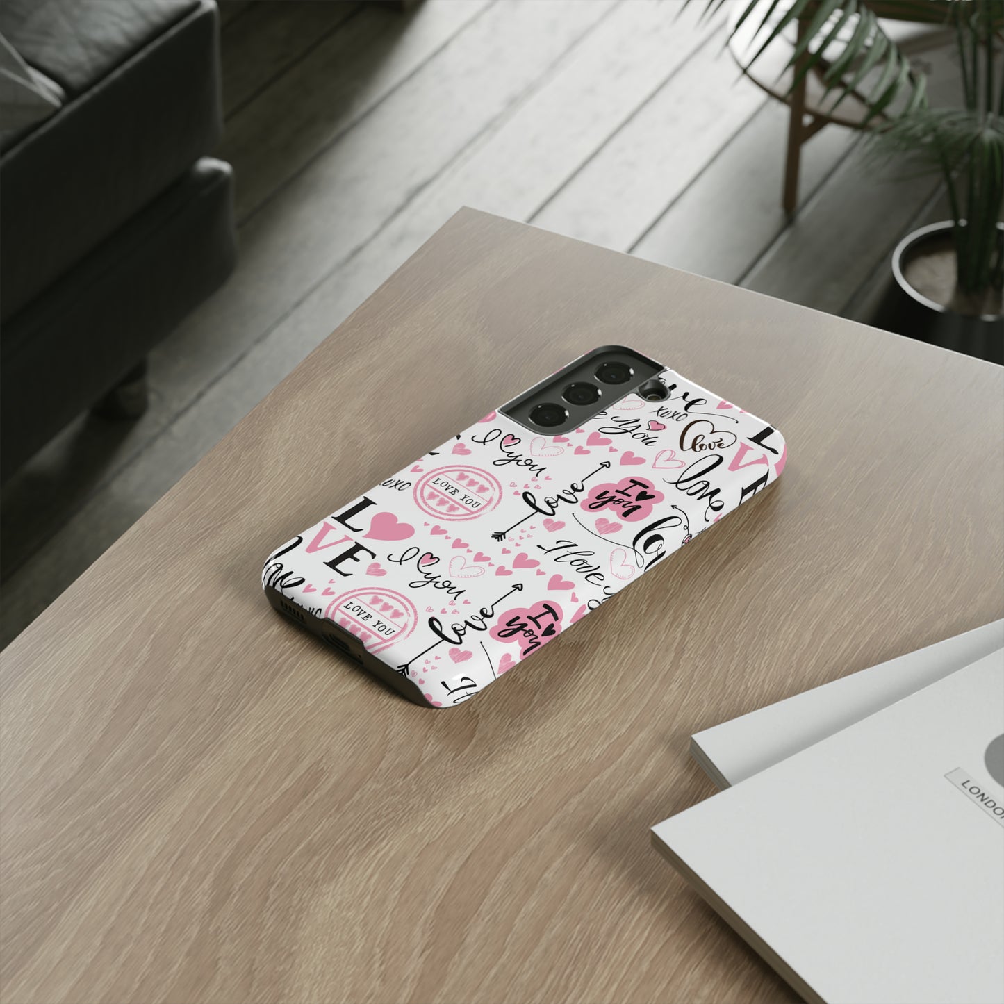 Valentine Love Pink Protective Phone Case for Iphone, Samsung and Google Devices