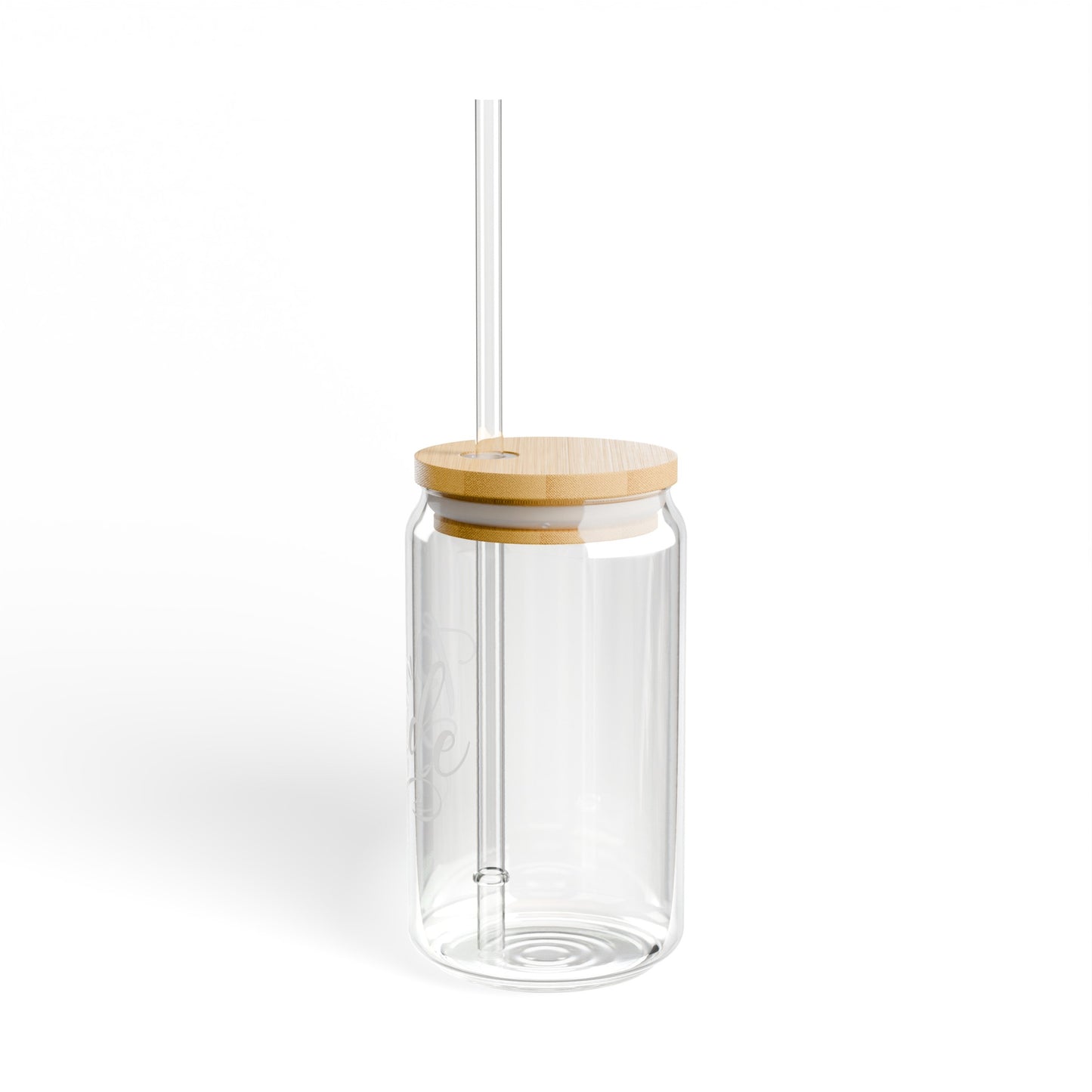 All White Bride 16oz Glass Can with Lid and Straw