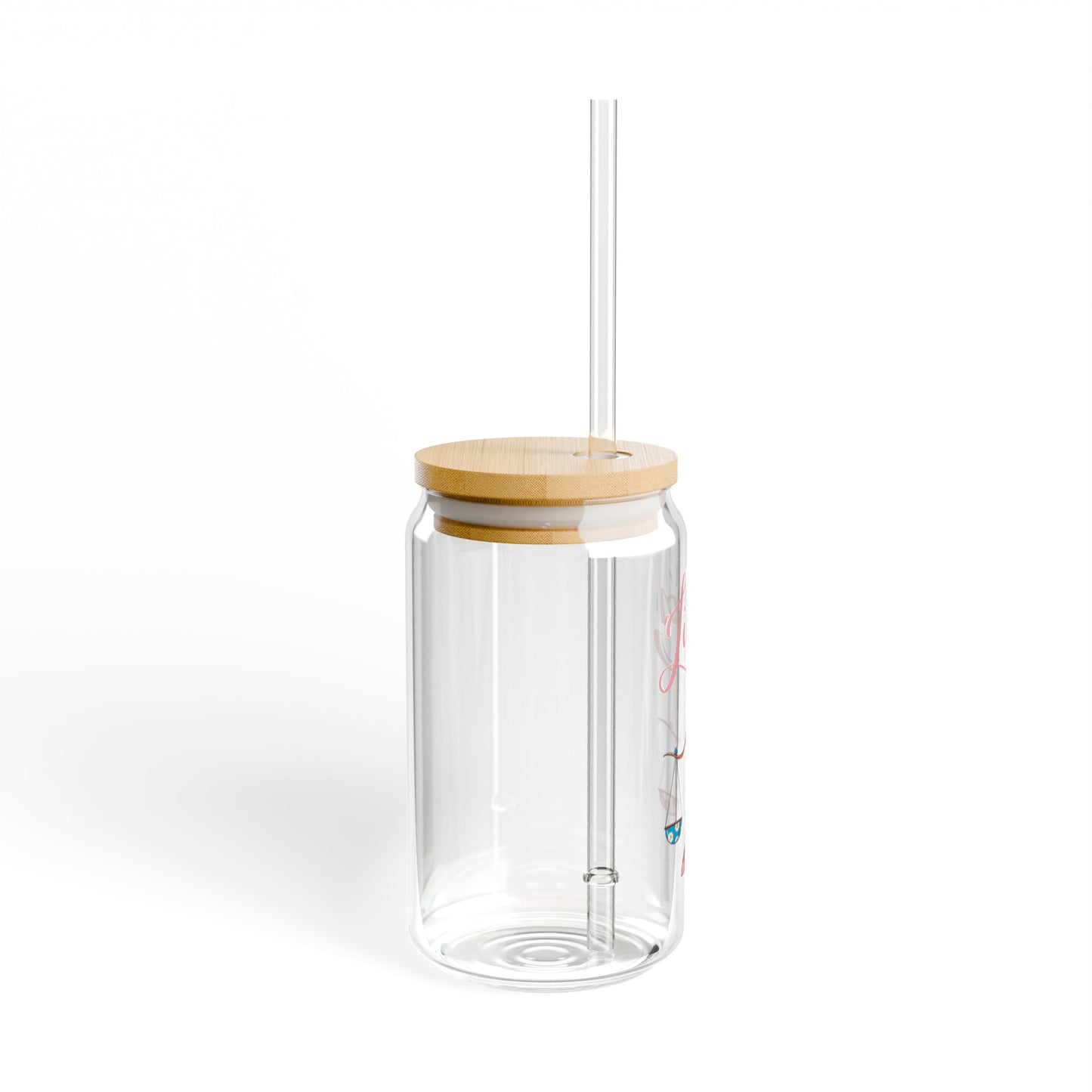 Libra Astrology 16oz Glass Can with Lid and Straw