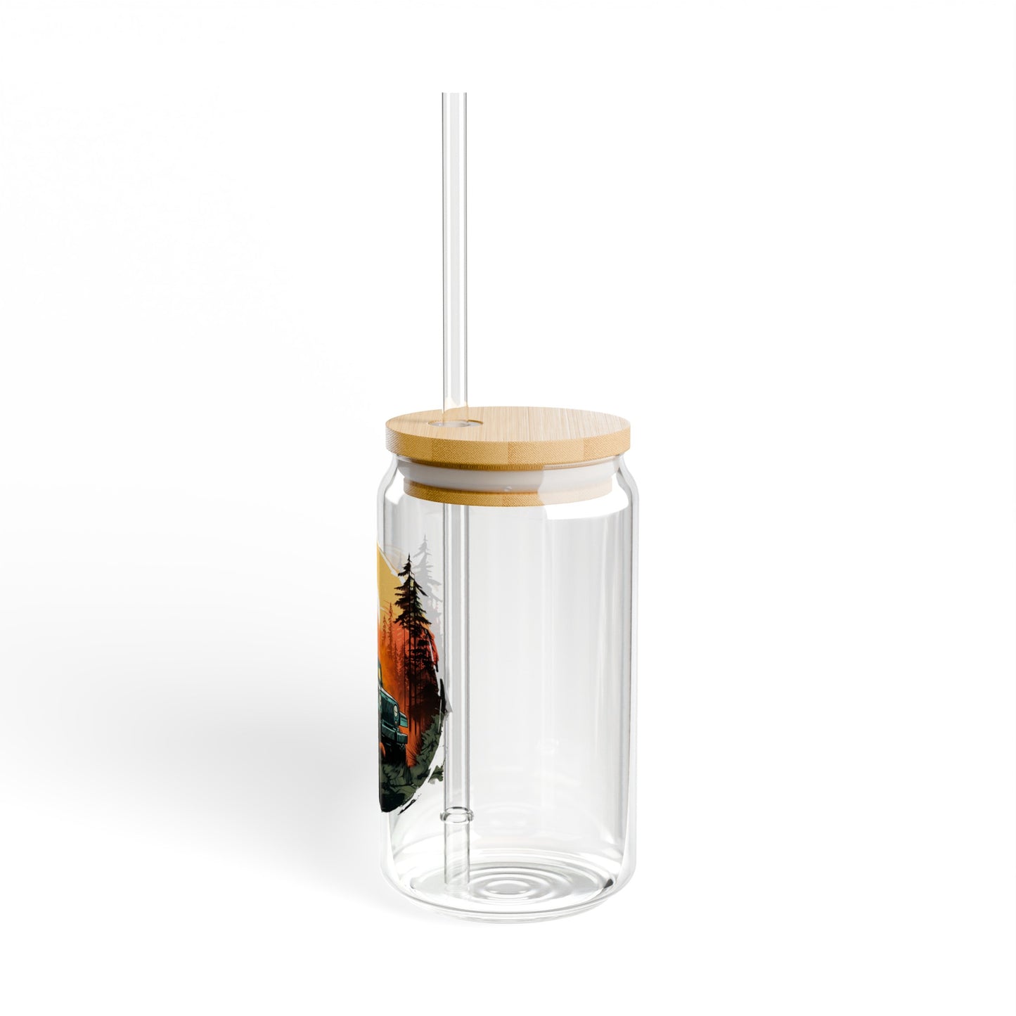 Off Road Life 16oz Glass Can with Lid and Straw