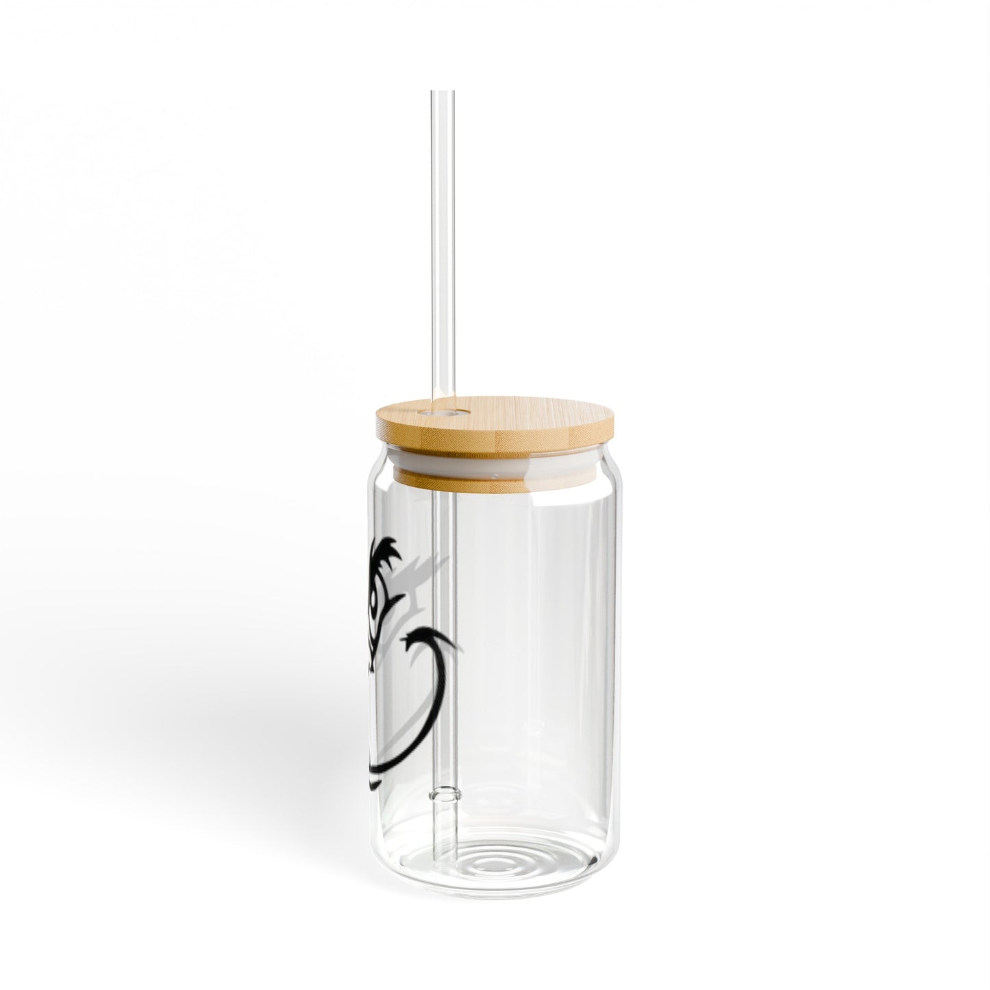 Grinch Smile 16oz Glass Can with Lid and Straw