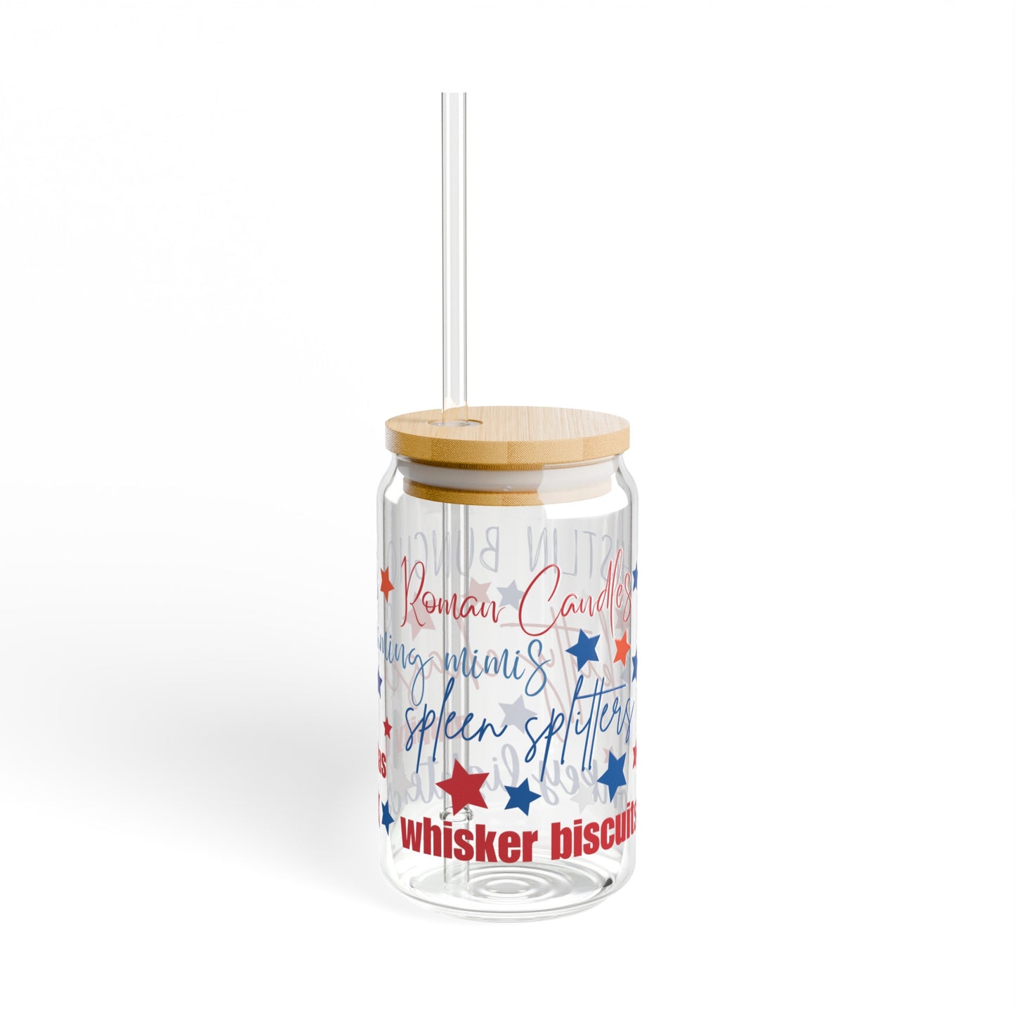 Joe Dirt Fireworks 16oz Glass Can with Lid and Straw