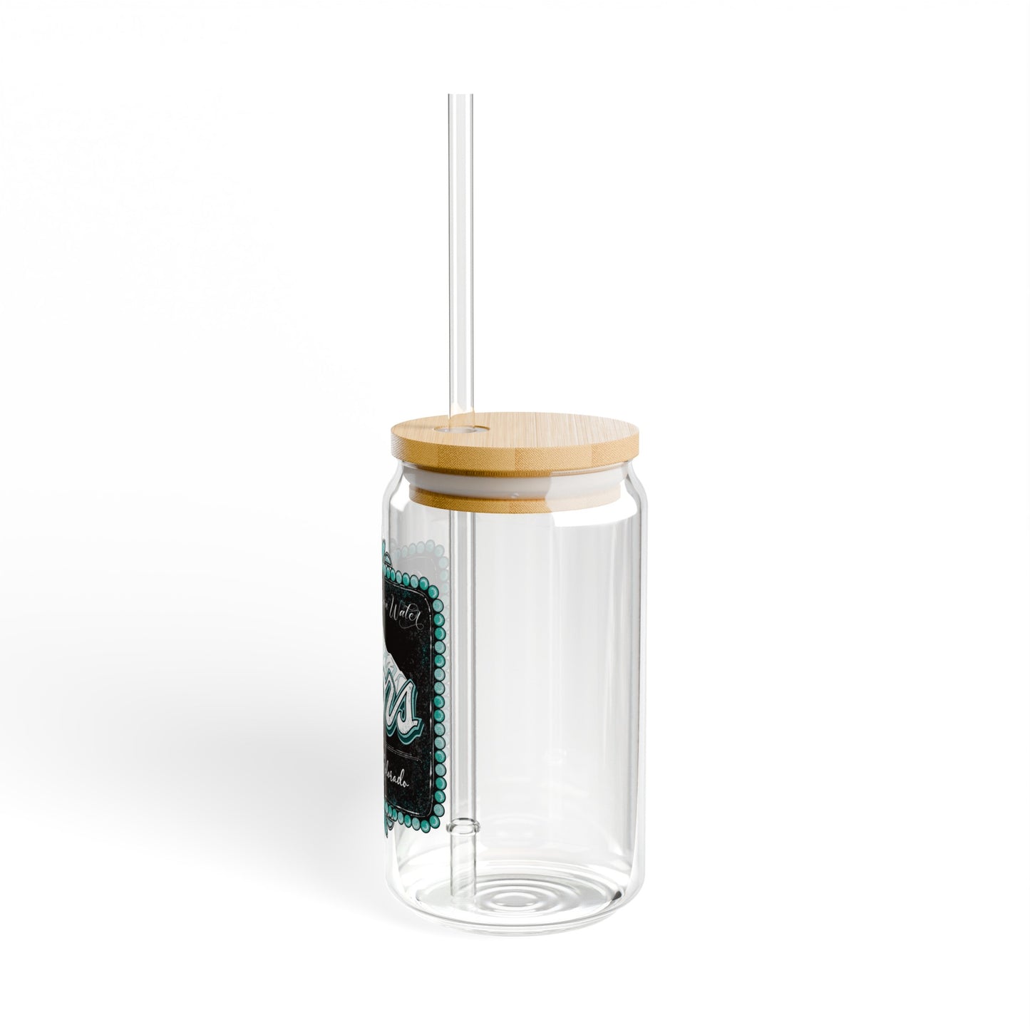 Black Coors 16oz Glass Can with Lid and Straw