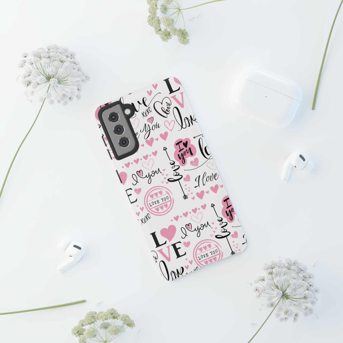 Valentine Love Pink Protective Phone Case for Iphone, Samsung and Google Devices