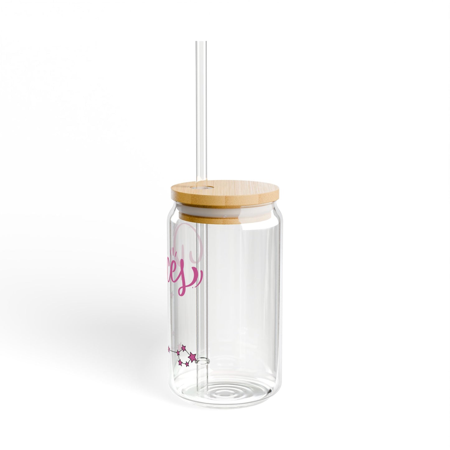 Pisces 16oz Glass Can with Lid and Straw