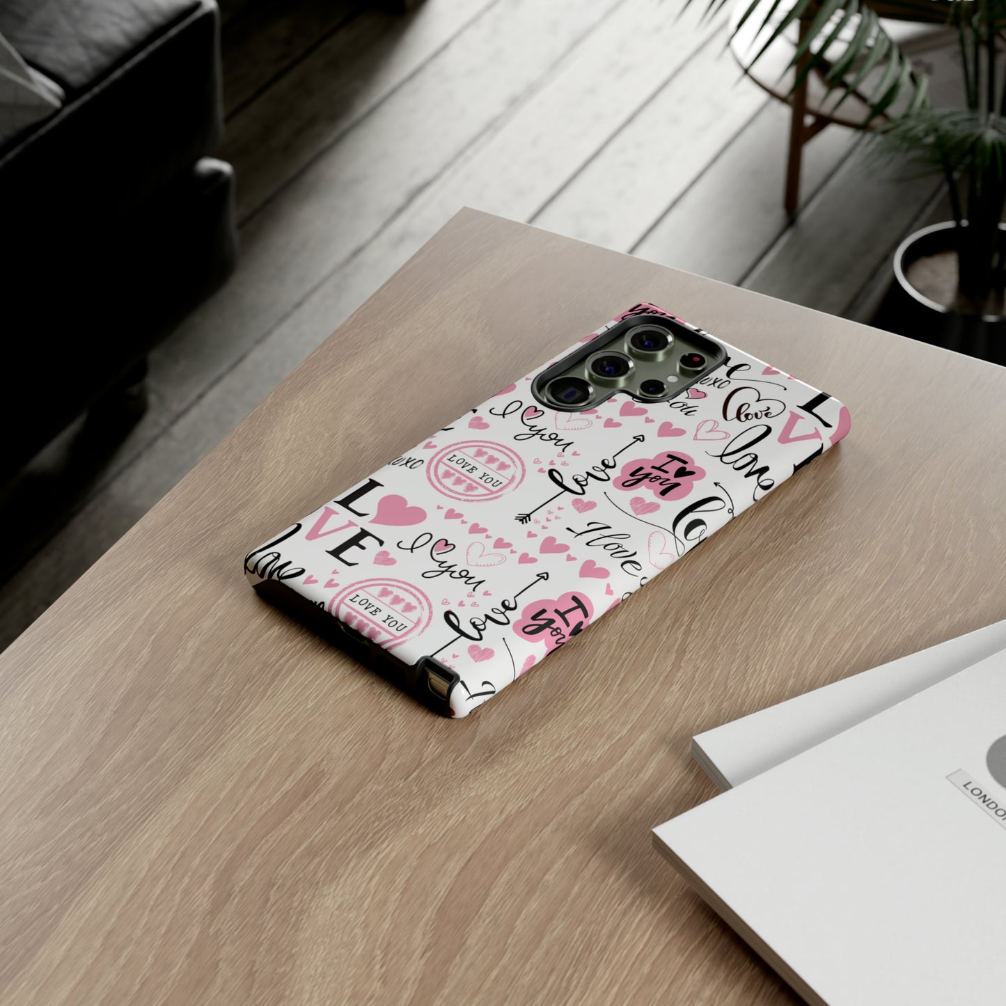 Valentine Love Pink Protective Phone Case for Iphone, Samsung and Google Devices
