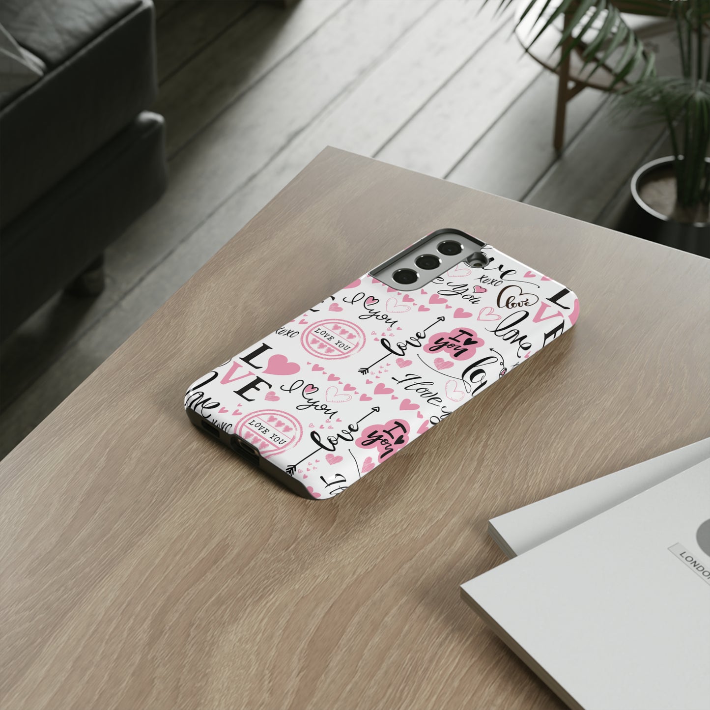 Valentine Love Pink Protective Phone Case for Iphone, Samsung and Google Devices