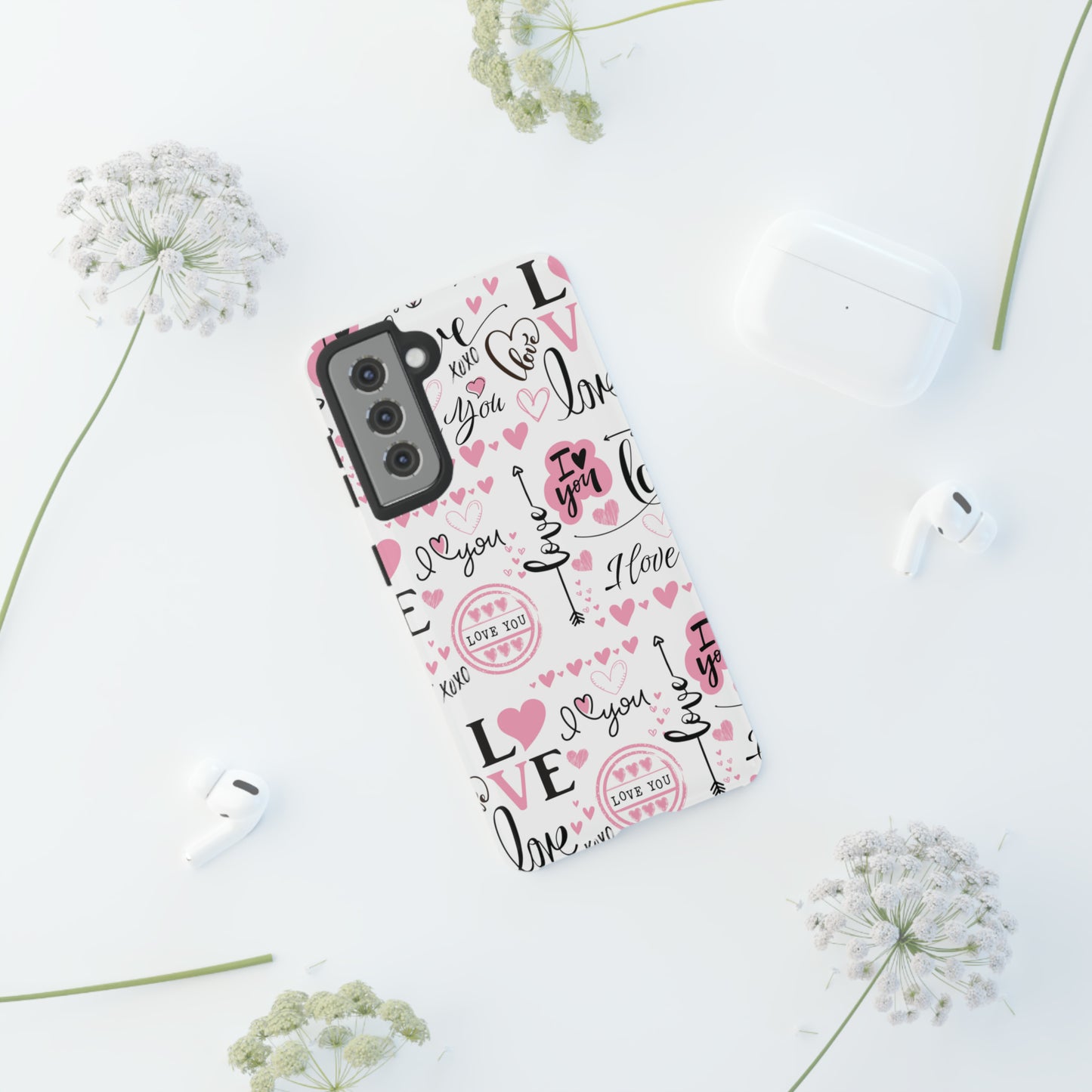 Valentine Love Pink Protective Phone Case for Iphone, Samsung and Google Devices
