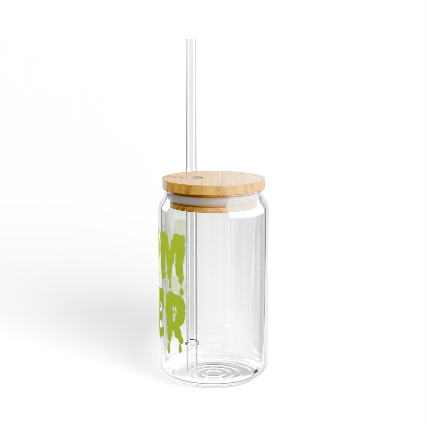 Monster 16oz Glass Can with Lid and Straw