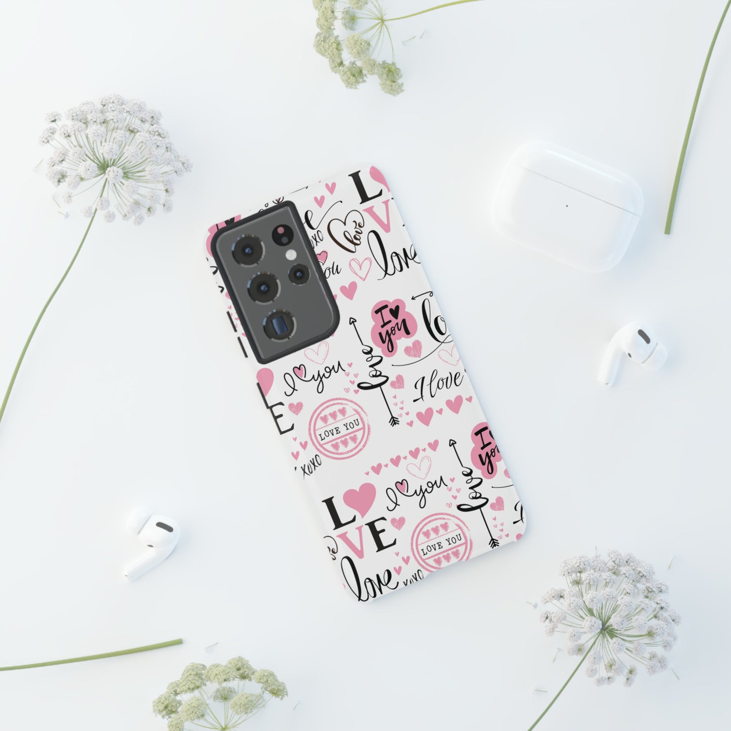 Valentine Love Pink Protective Phone Case for Iphone, Samsung and Google Devices