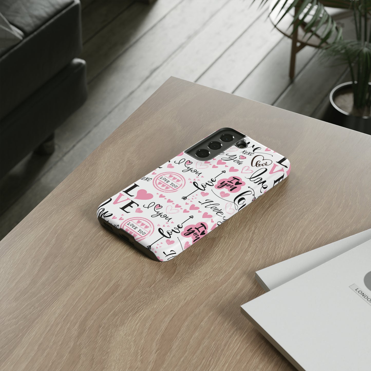 Valentine Love Pink Protective Phone Case for Iphone, Samsung and Google Devices