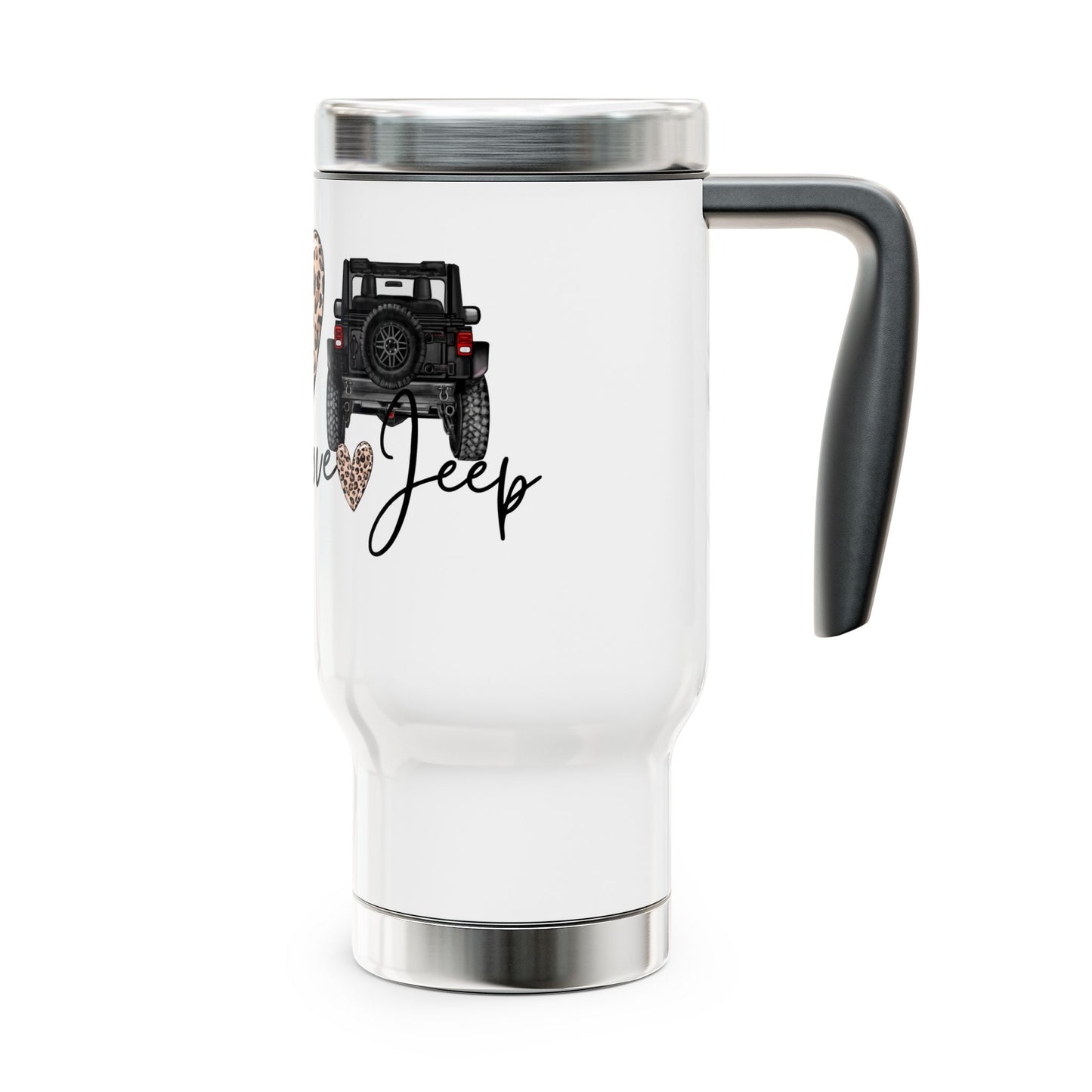 Pease Love Jeep Stainless Steel Travel Mug with Handle, 14oz