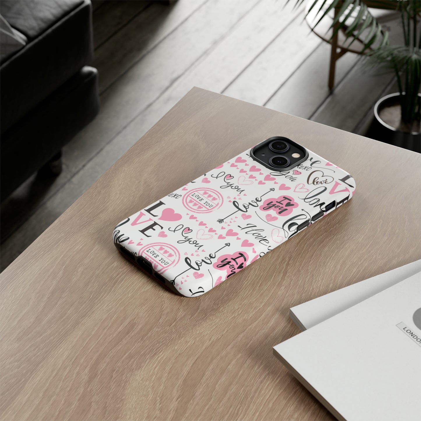 Valentine Love Pink Protective Phone Case for Iphone, Samsung and Google Devices
