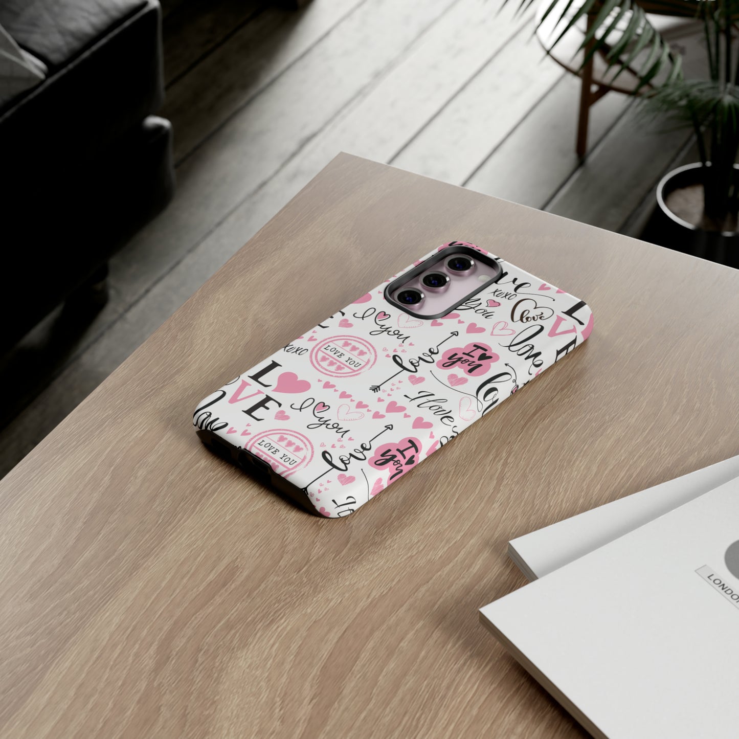 Valentine Love Pink Protective Phone Case for Iphone, Samsung and Google Devices
