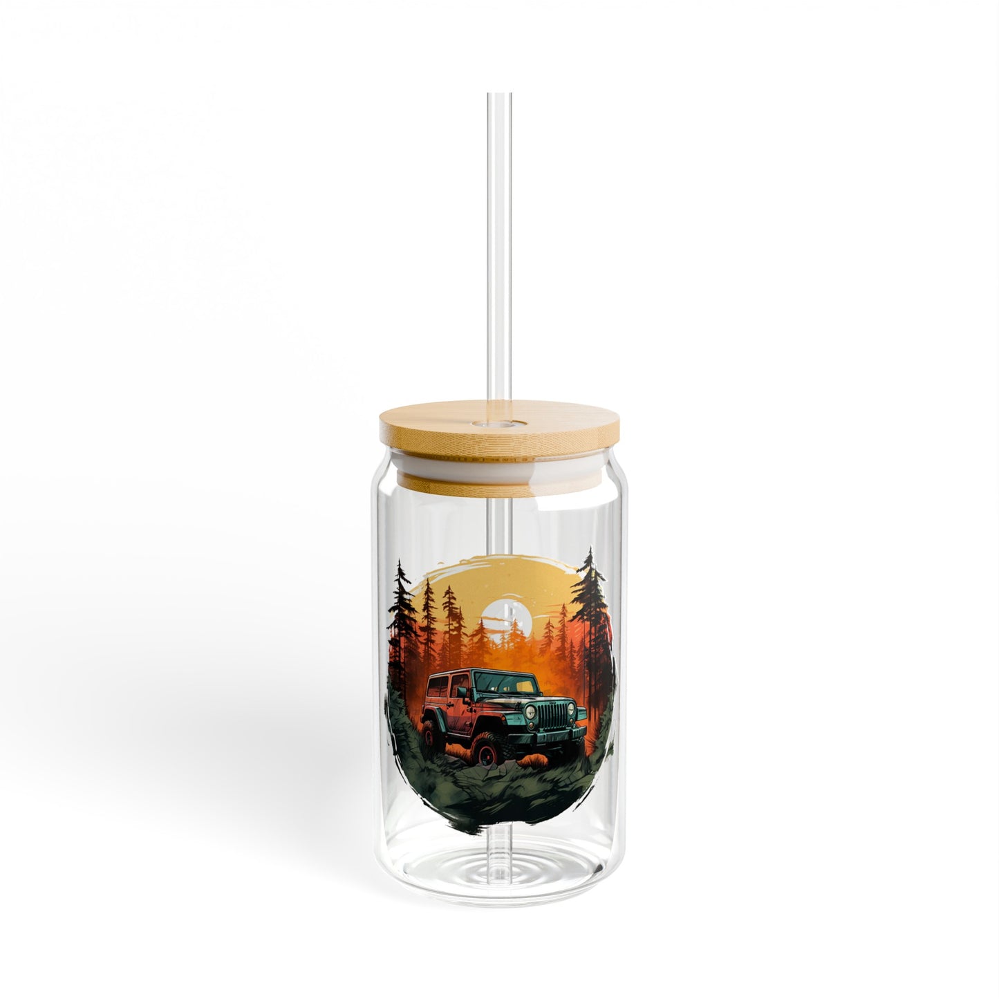 Off Road Life 16oz Glass Can with Lid and Straw