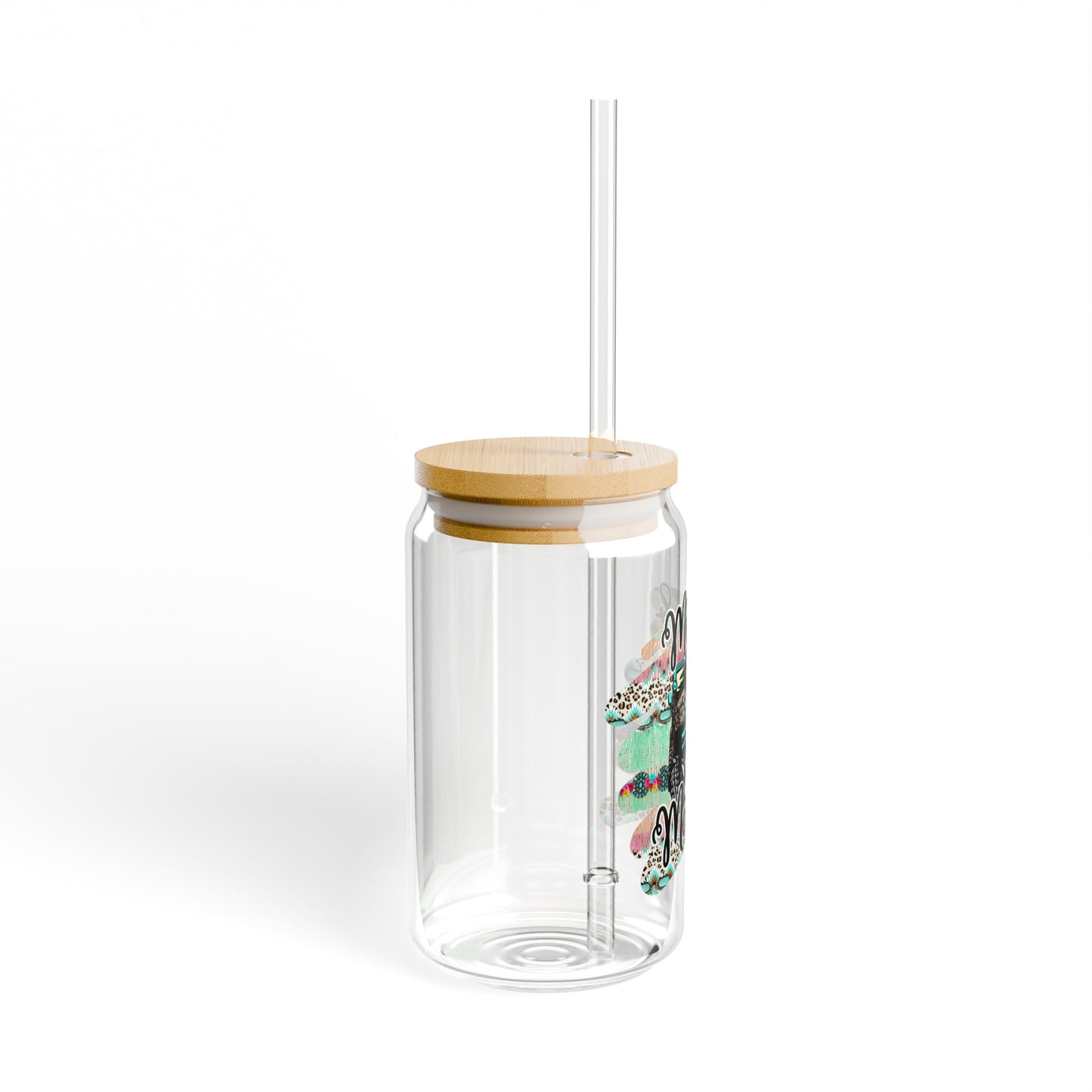 Mud and Mascara 16oz Glass Can with Lid and Straw