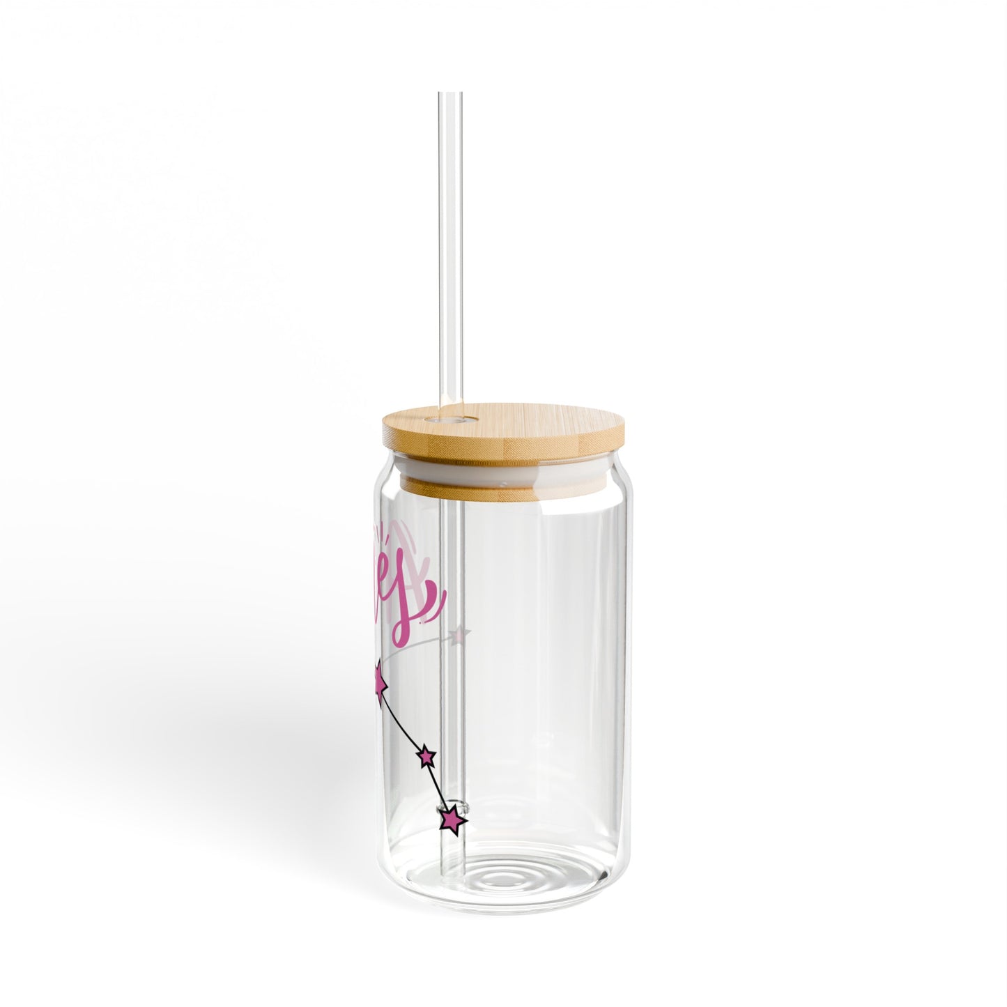 Aries 16oz Glass Can with Lid and Straw