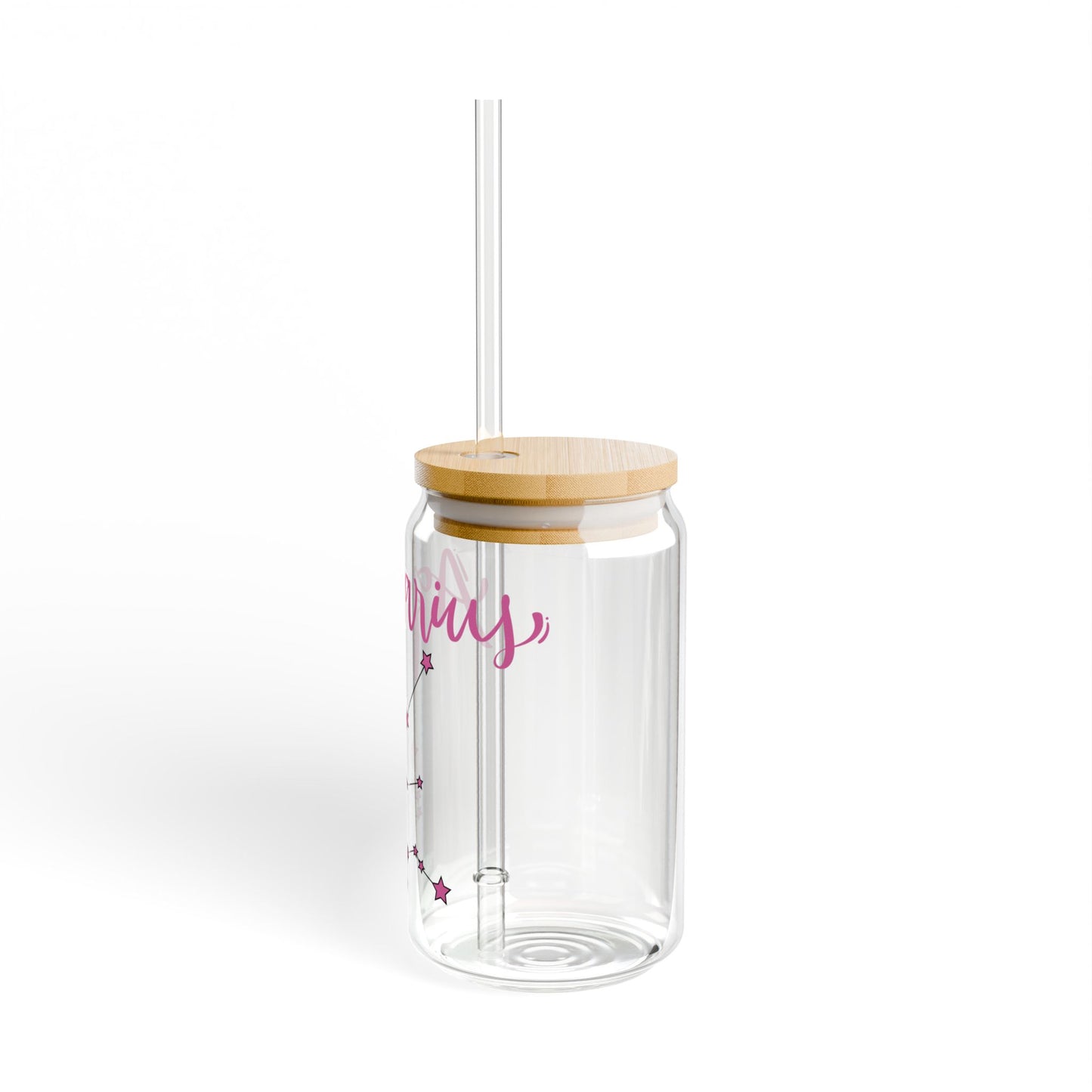 Aquarius 16oz Glass Can with Lid and Straw