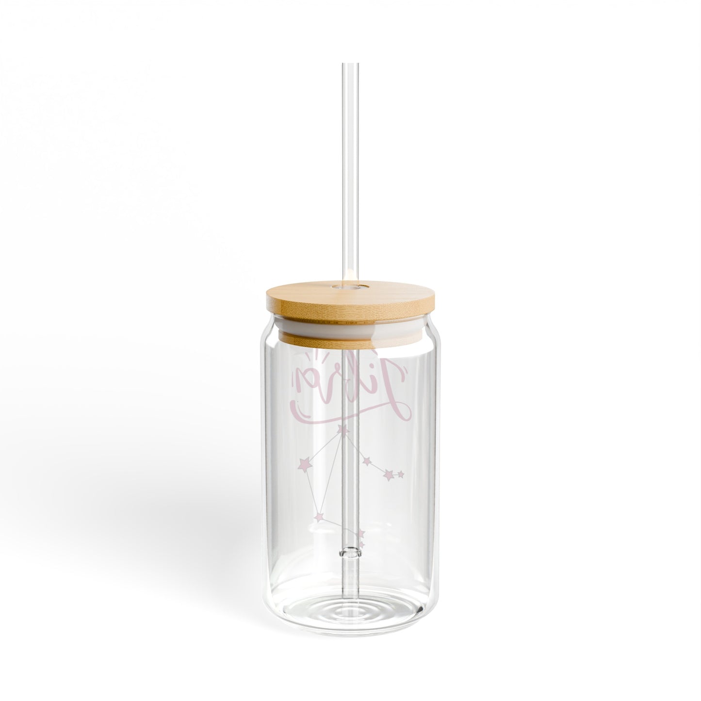 Libra 16oz Glass Can with Lid and Straw