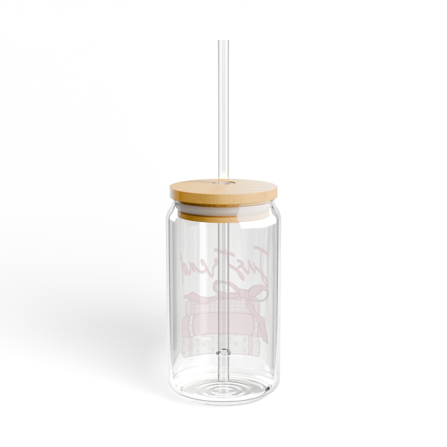 Just Read Book 16oz Glass Can with Lid and Straw