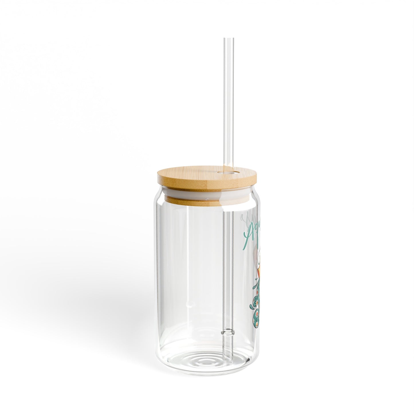 Aquarius Astrology 16oz Glass Can with Lid and Straw