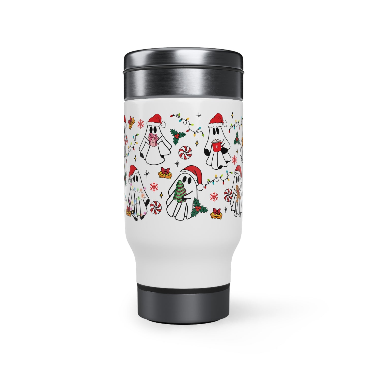 Christmas Ghosts Stainless Steel Travel Mug with Handle, 14oz
