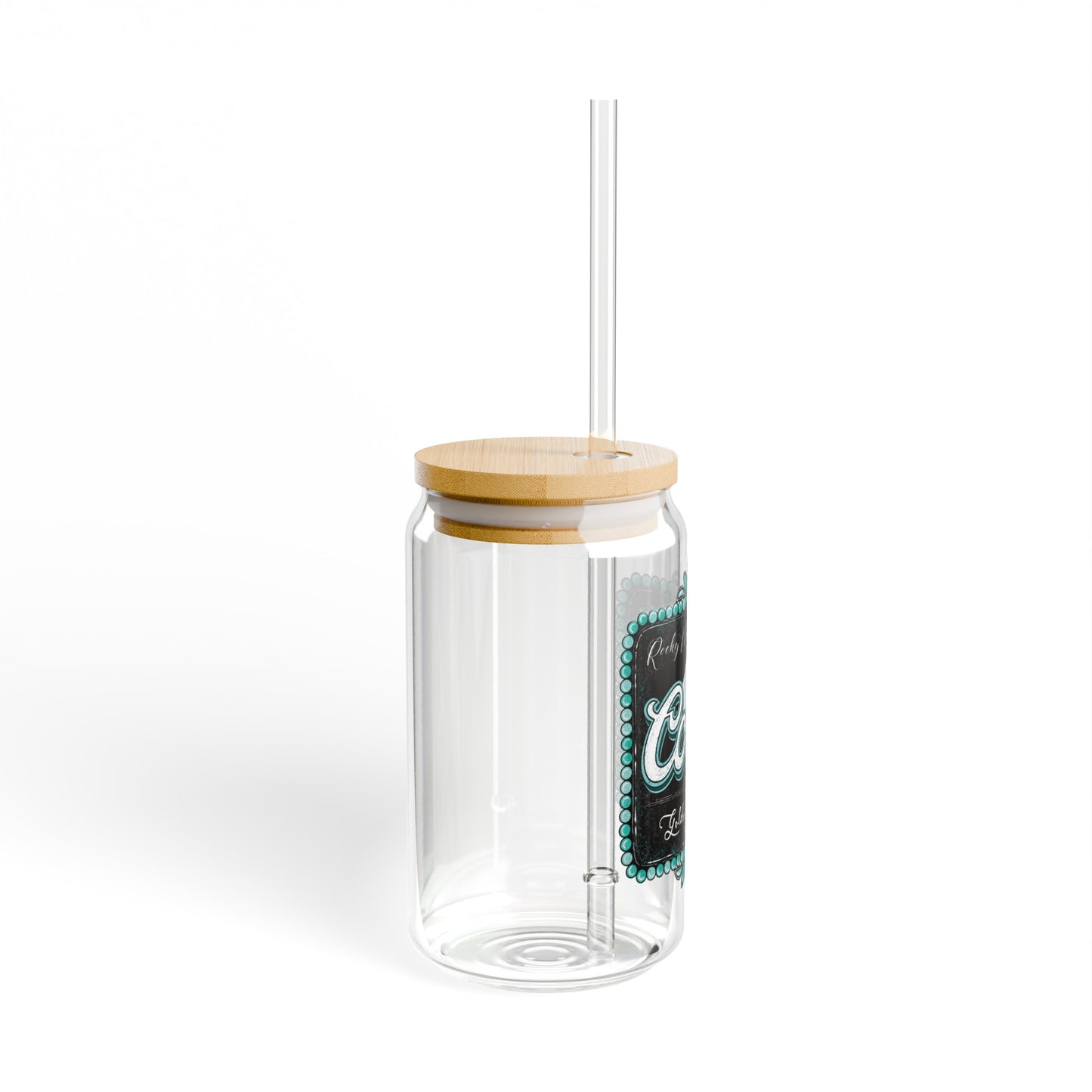 Black Coors 16oz Glass Can with Lid and Straw