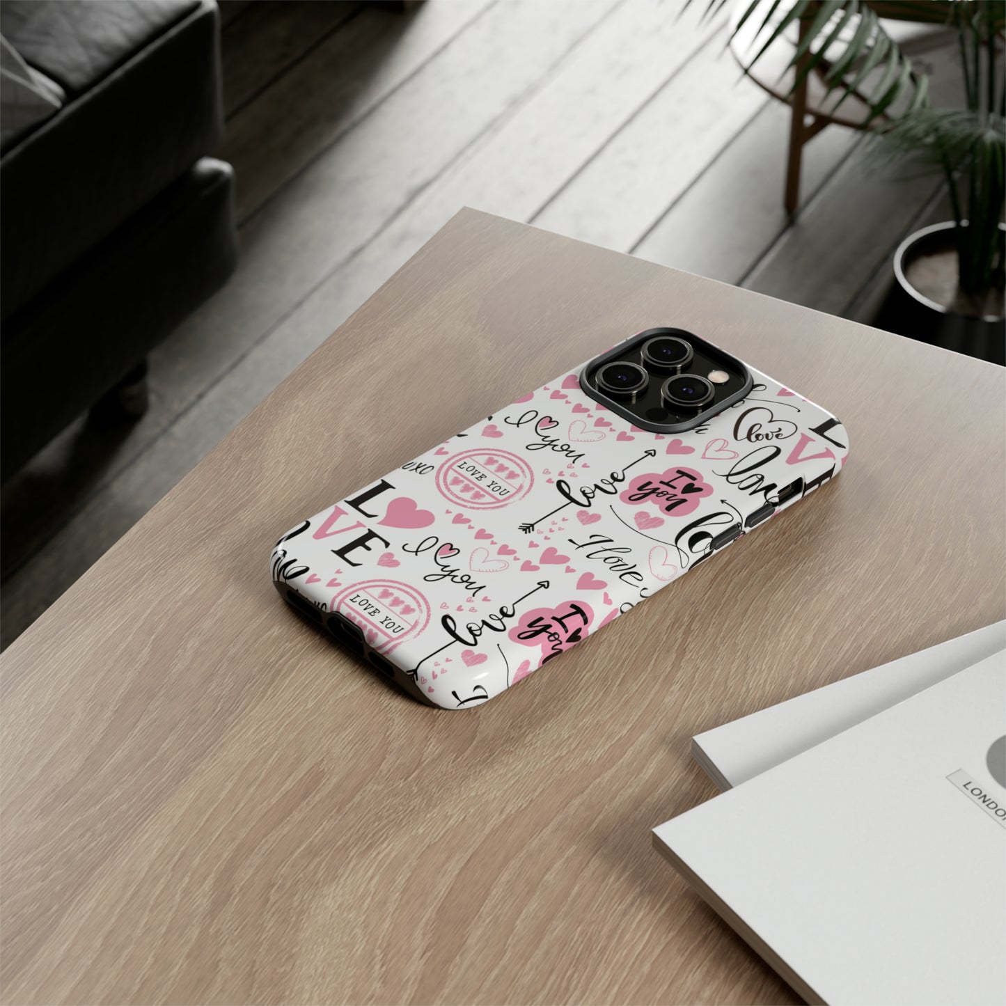 Valentine Love Pink Protective Phone Case for Iphone, Samsung and Google Devices