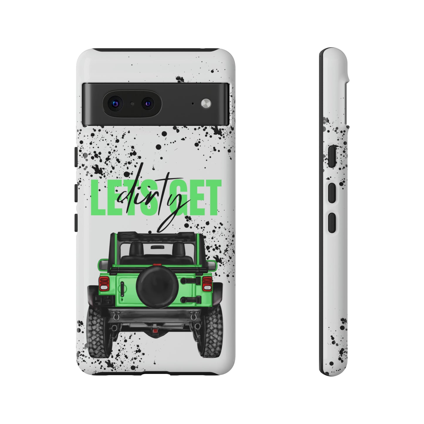 Lets Get Dirty Off Road Green Splatter Protective Phone Case