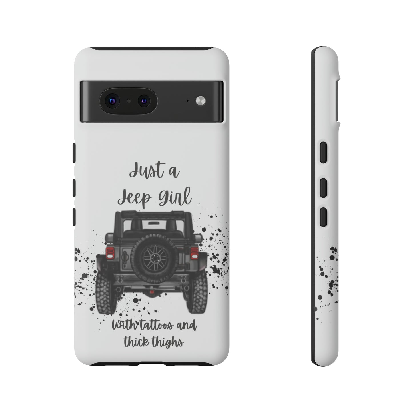 Off Road Girl with Tattoos and Thick Thighs Grey Protective Phkne Case