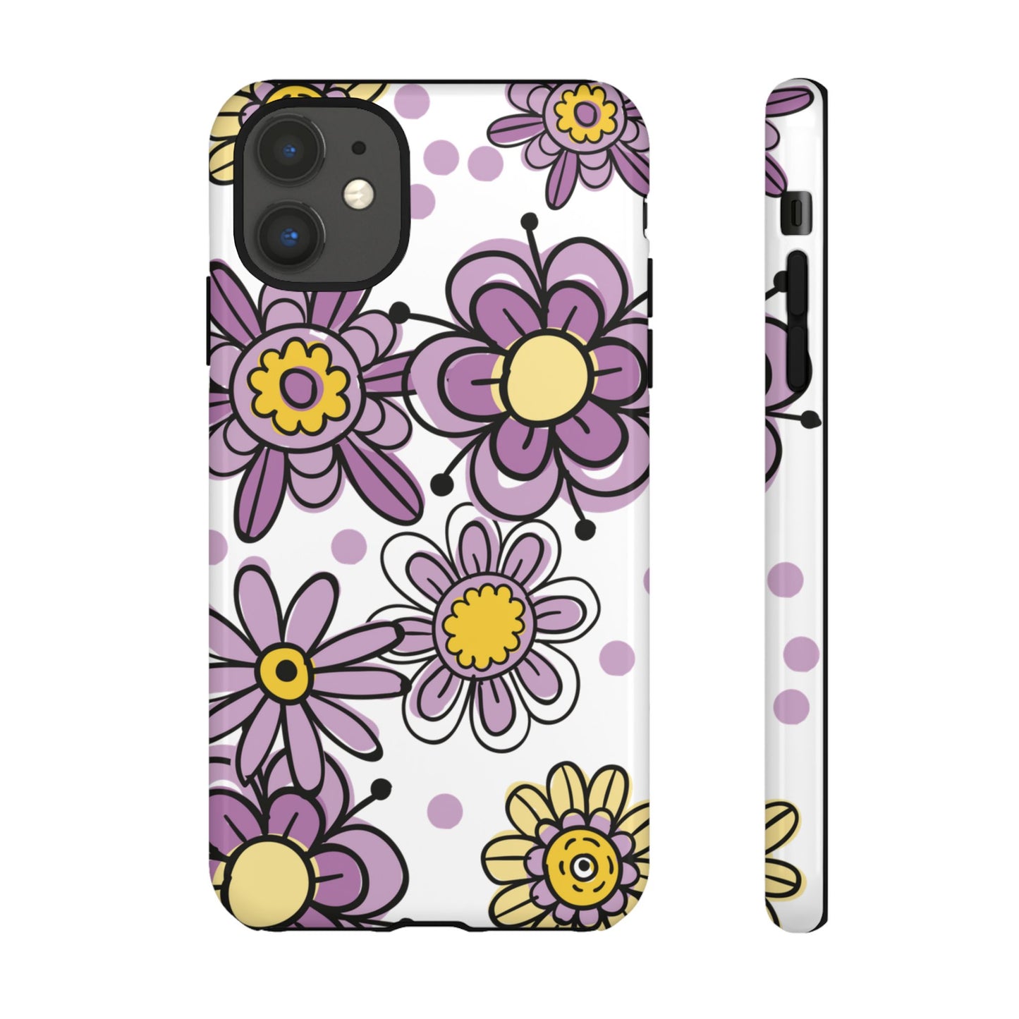Purple Flowers Protective Phone Case