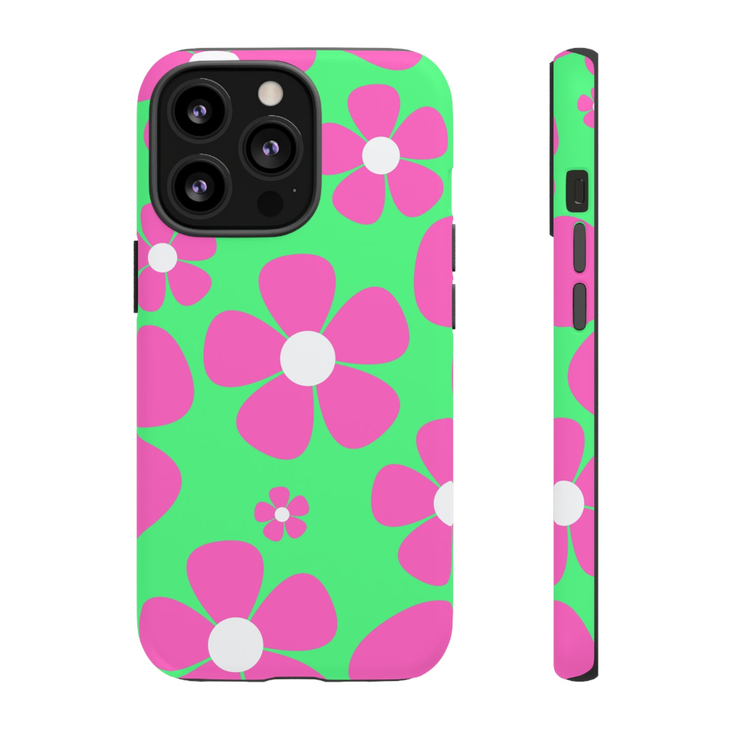 Green with pink flowers protective case