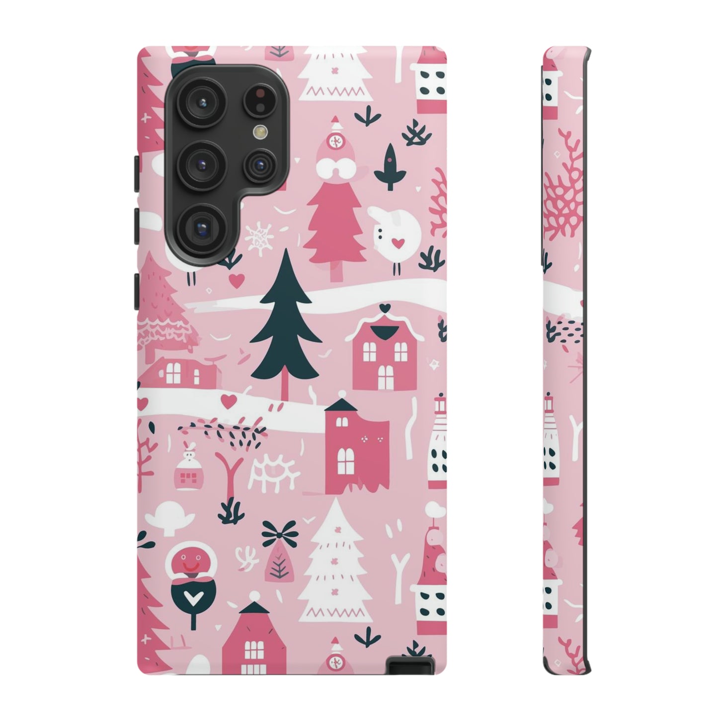 Pink Christmas Design Protective Case for Iphone, Samsung and Google Phones