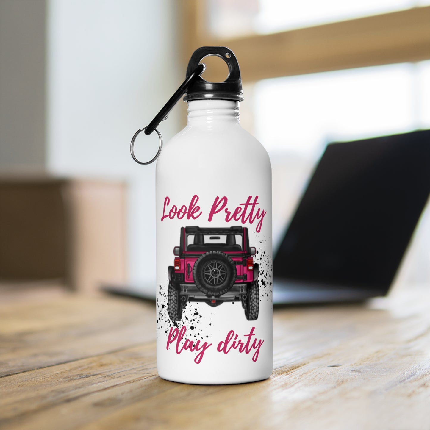 Look Pretty Play Dirty Pink Stainless Steel Water Bottle