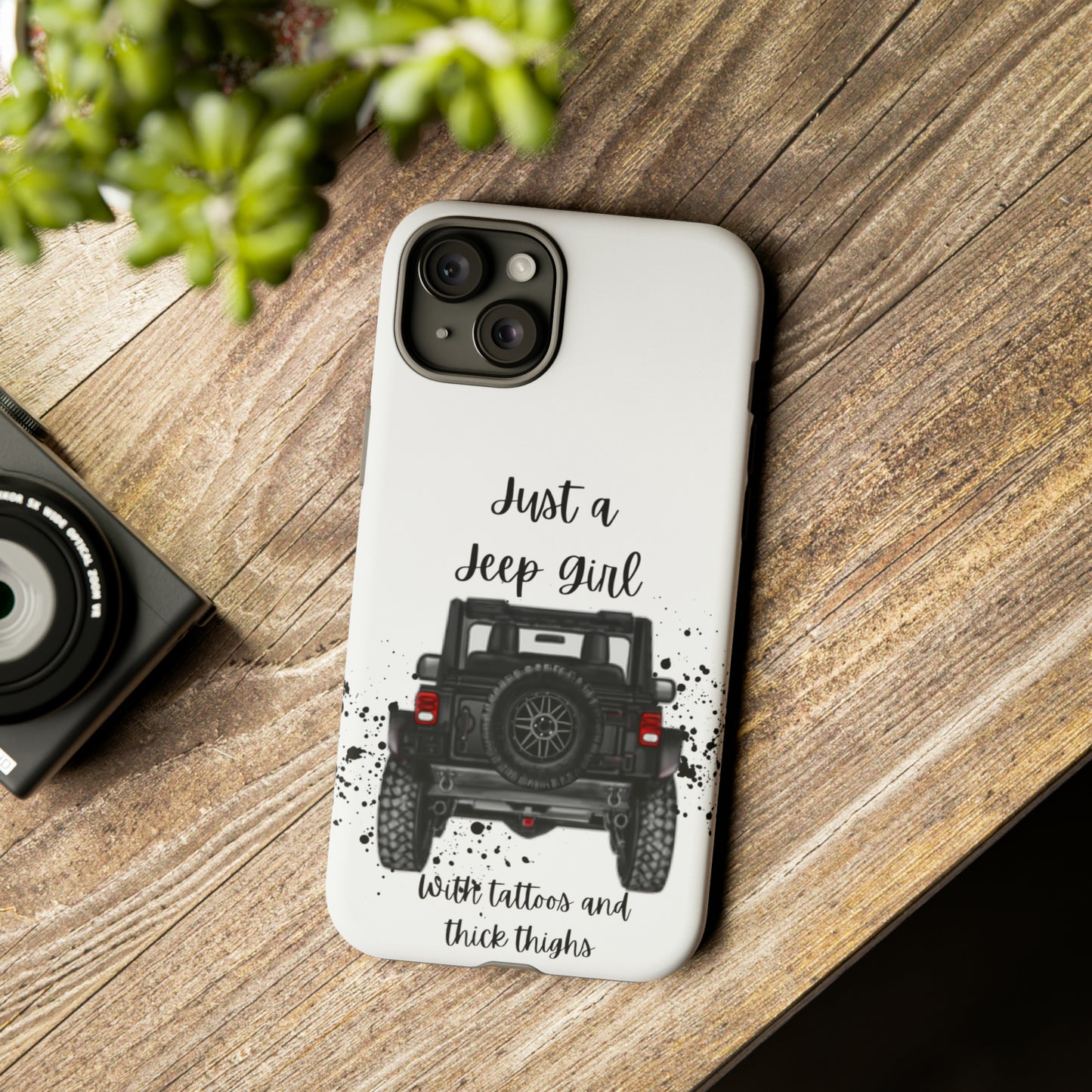 Off Road Girl with Tattoos and Thick Thighs Black Protective Phone Case