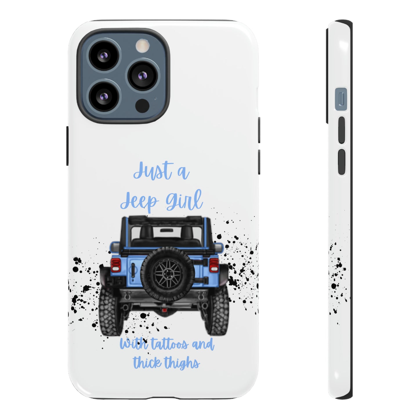 Off Road Girl with Tattoos and Thick Thighs Blue Protective Phone Case