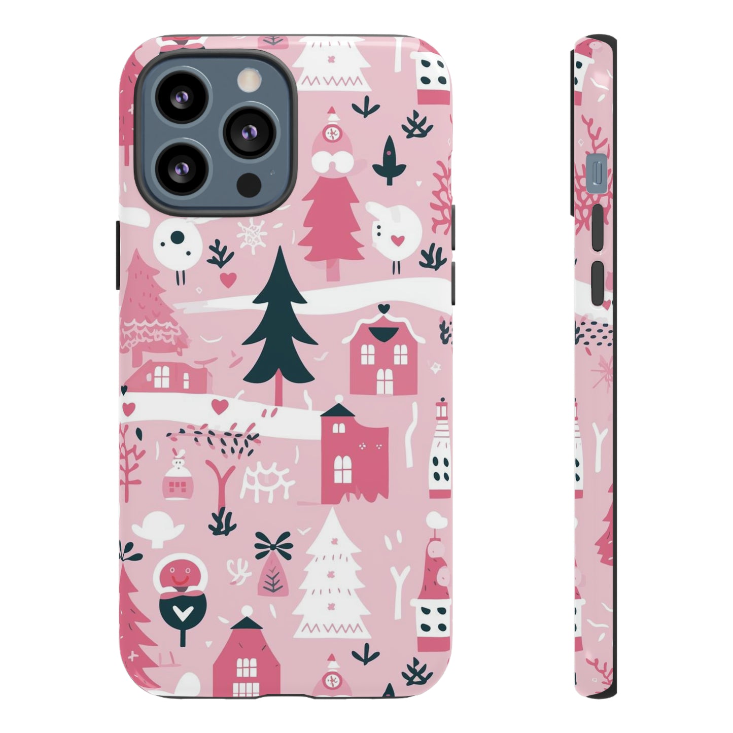 Pink Christmas Design Protective Case for Iphone, Samsung and Google Phones