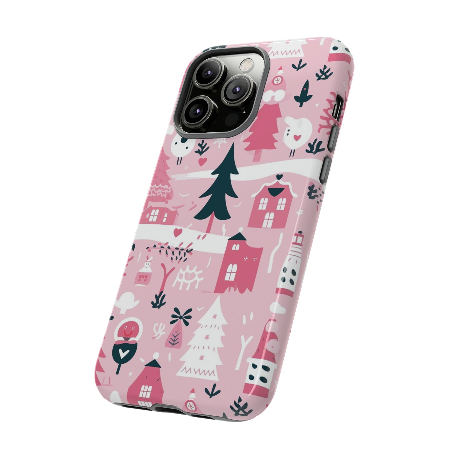 Pink Christmas Design Protective Case for Iphone, Samsung and Google Phones