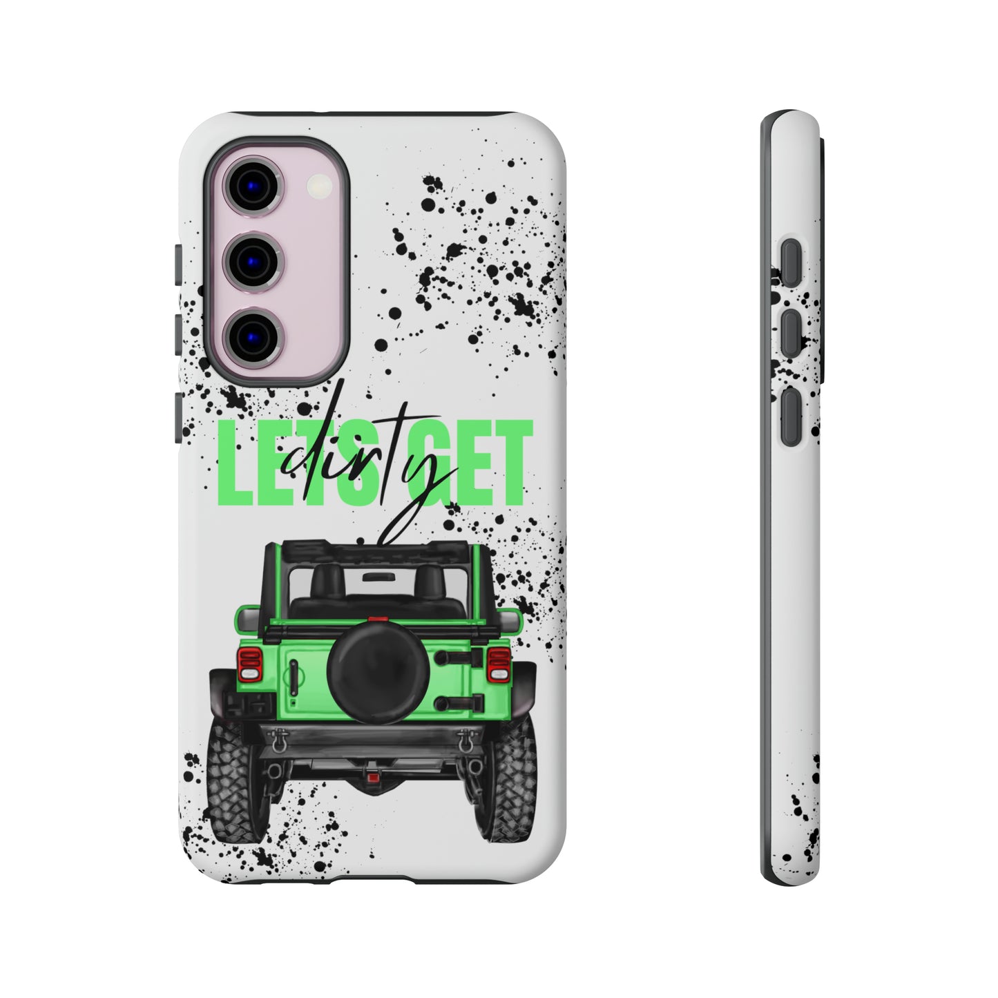 Lets Get Dirty Off Road Green Splatter Protective Phone Case